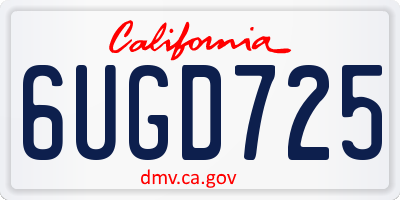 CA license plate 6UGD725