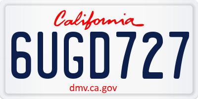 CA license plate 6UGD727