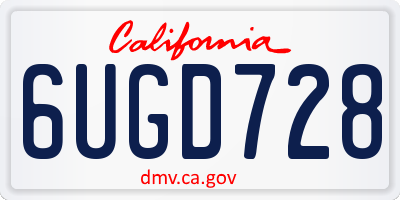 CA license plate 6UGD728