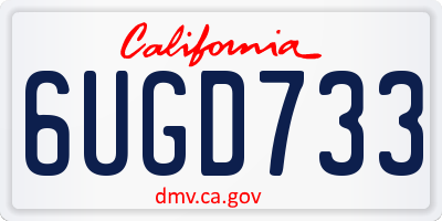 CA license plate 6UGD733