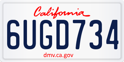 CA license plate 6UGD734