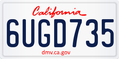 CA license plate 6UGD735