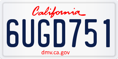 CA license plate 6UGD751