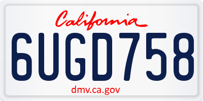 CA license plate 6UGD758