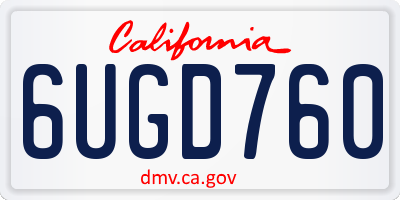 CA license plate 6UGD760