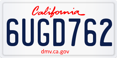 CA license plate 6UGD762