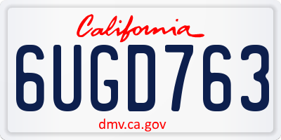 CA license plate 6UGD763