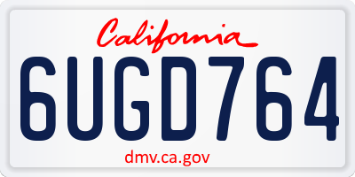 CA license plate 6UGD764