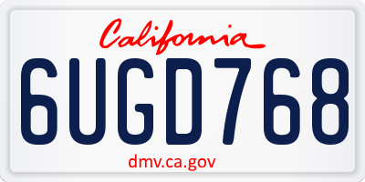 CA license plate 6UGD768