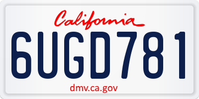 CA license plate 6UGD781