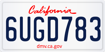 CA license plate 6UGD783