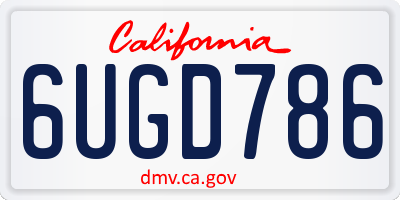 CA license plate 6UGD786