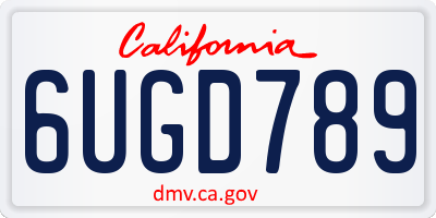 CA license plate 6UGD789