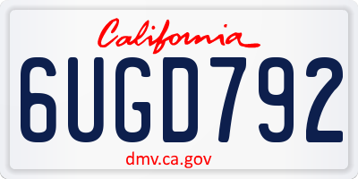 CA license plate 6UGD792