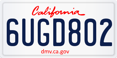 CA license plate 6UGD802