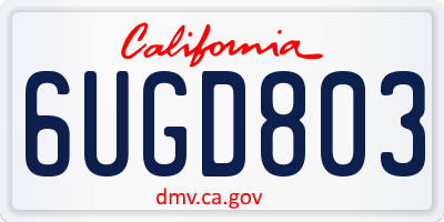 CA license plate 6UGD803