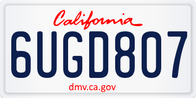 CA license plate 6UGD807