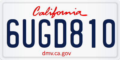 CA license plate 6UGD810