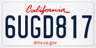 CA license plate 6UGD817