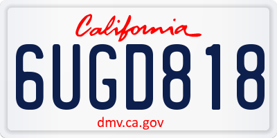CA license plate 6UGD818
