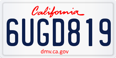 CA license plate 6UGD819