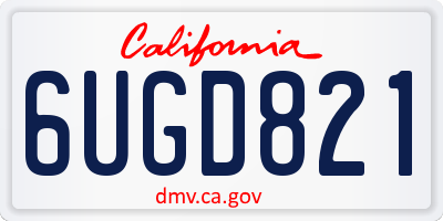 CA license plate 6UGD821