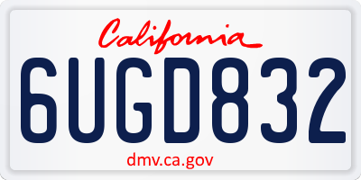 CA license plate 6UGD832