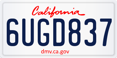 CA license plate 6UGD837