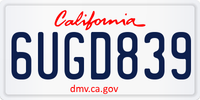 CA license plate 6UGD839