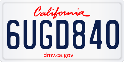 CA license plate 6UGD840