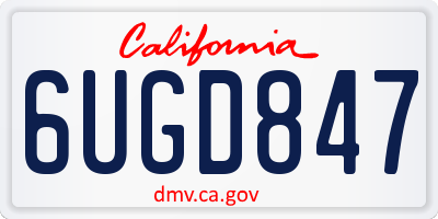 CA license plate 6UGD847