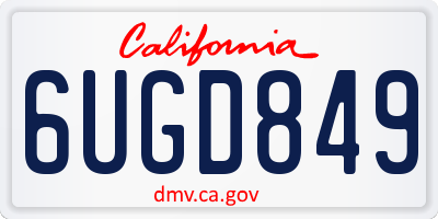 CA license plate 6UGD849