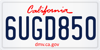 CA license plate 6UGD850