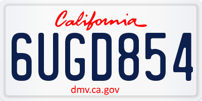 CA license plate 6UGD854