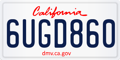 CA license plate 6UGD860