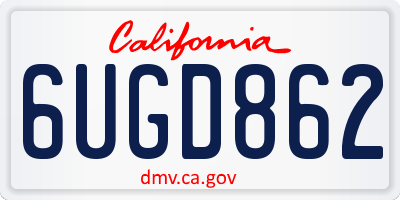 CA license plate 6UGD862