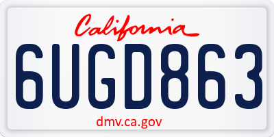 CA license plate 6UGD863