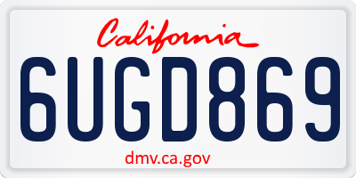 CA license plate 6UGD869