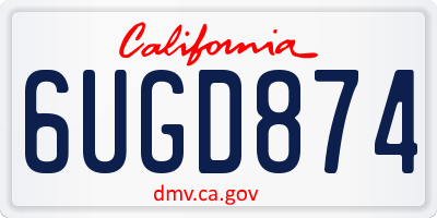CA license plate 6UGD874