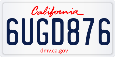 CA license plate 6UGD876