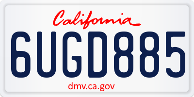 CA license plate 6UGD885