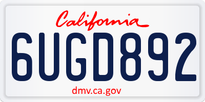 CA license plate 6UGD892
