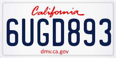 CA license plate 6UGD893