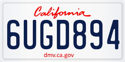 CA license plate 6UGD894