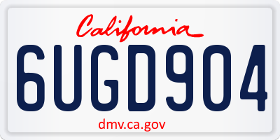 CA license plate 6UGD904