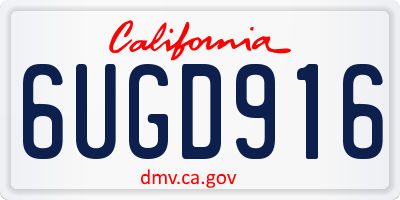 CA license plate 6UGD916