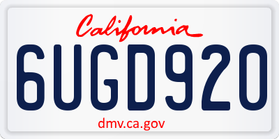CA license plate 6UGD920