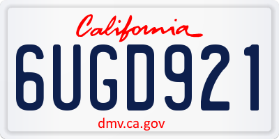 CA license plate 6UGD921