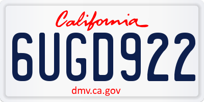 CA license plate 6UGD922