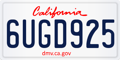 CA license plate 6UGD925